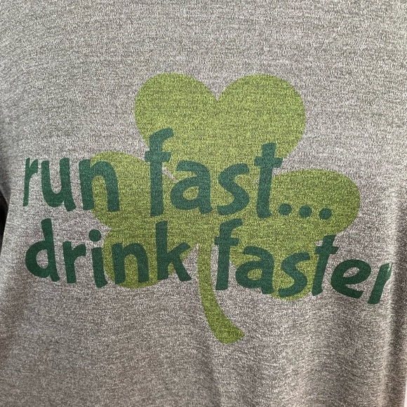 St. Patty’s Run Fast Drink Faster unisex tech tee - Picture 2 of 4